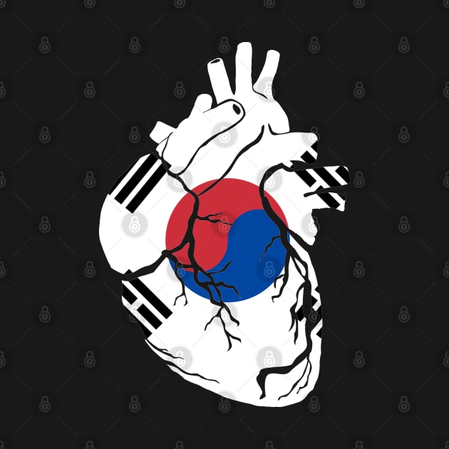 South Korea Flag, Anatomical Heart Design by Bun Art Store