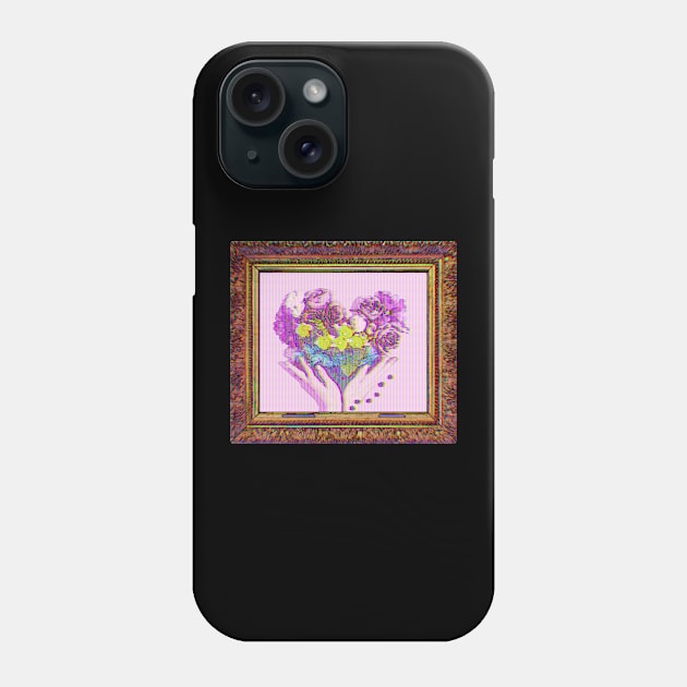 Heart Of Flowers Chromatic Aberration Phone Case by Aome Art