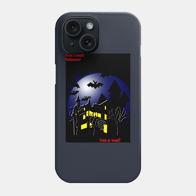 Halloween. Scary house at night Phone Case by CatCoconut-Art