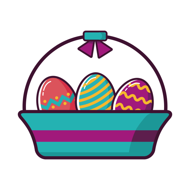 Easter basket with colorful eggs by derE