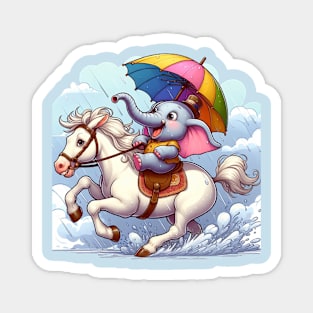 little elephant riding a horse Magnet