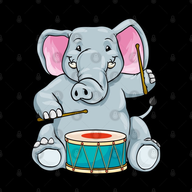 Elephant as musician with drum by Markus Schnabel