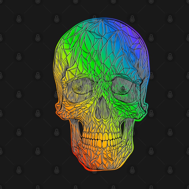 Stained glass skull - rainbow version by DaveDanchuk