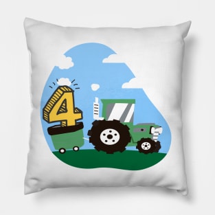 4th birthday tractor outfit for boys and farmers Pillow