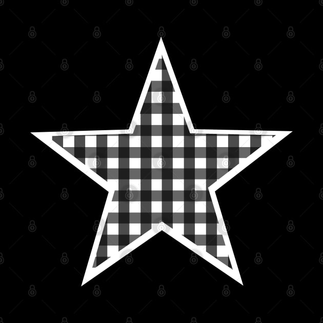 White and Black Gingham Star by bumblefuzzies