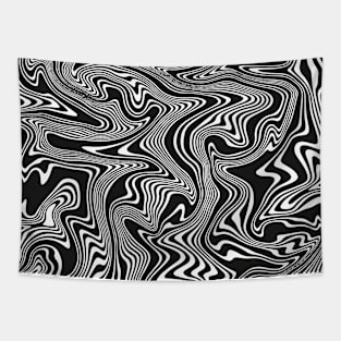 Black White Swirl Liquid Wave Tapestry