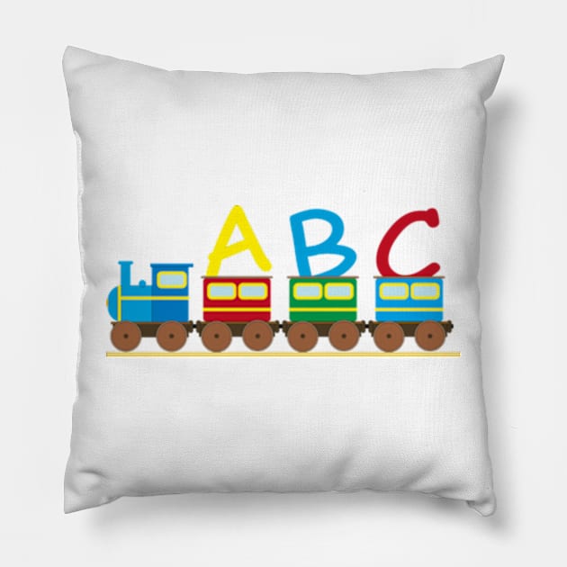 ABC Train for Kids, Children, Kindergarten, Preschool Pillow by IDesign23