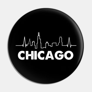 Chicago Illinois City Heartbeat Skyline Pin