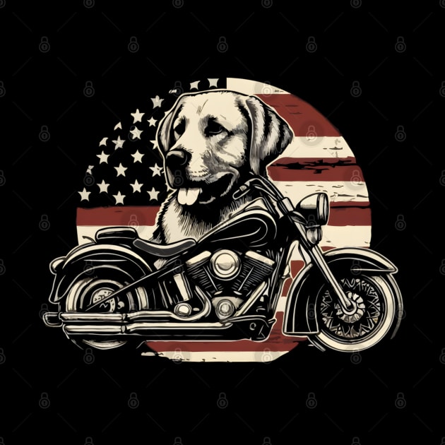 Lab Dad USA Flag Labrador Motorcycle lover 4th of July by TopTees