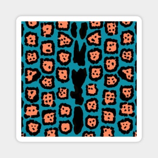 Jaguar Pattern in Watermelon Bubblegum on Blue Raspberry Magnet