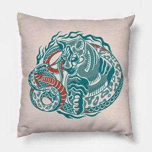 Cobra Versus Wild Cat Pillow