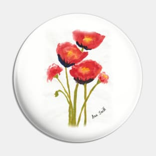 Five Red Flowers Pin