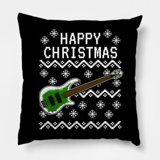 Bass Guitar Ugly Christmas Bassist Musician Pillow