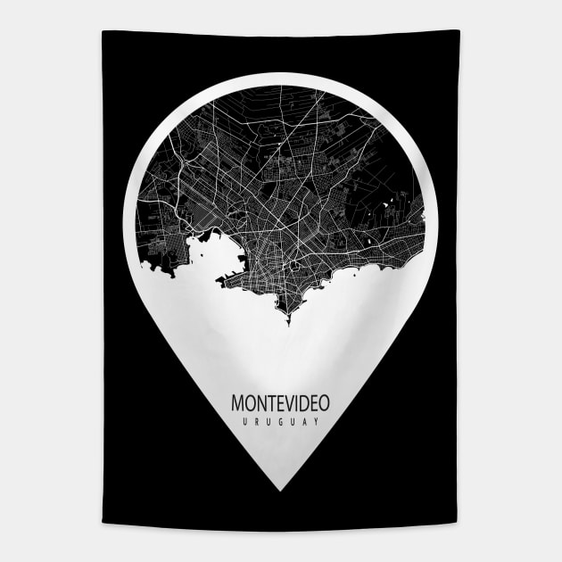 Montevideo, Uruguay City Map - Travel Pin Tapestry by deMAP Studio