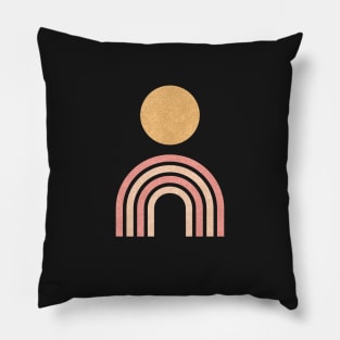 Mid-century modern gold pink on purple Pillow