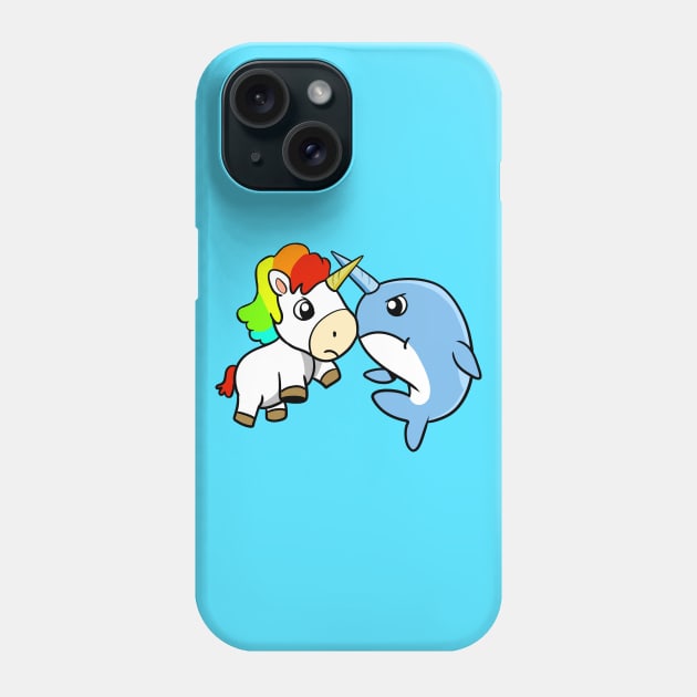 Unicorn Narwhal Sword Fight Phone Case by WildSloths