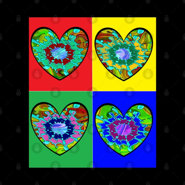 pop art hearts red green yellow blue target art by LowEndGraphics