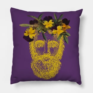 Bearded Dude with Flower Crown Pillow