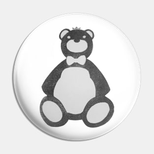 Grayscale Teddy Bear Pin