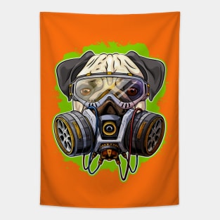 Apocalypse Pug With Gas Mask Tapestry