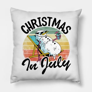 Melting Snowman Vintage Funny Christmas In July Pillow