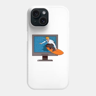 Businessman Surfing on Internet Retro Phone Case