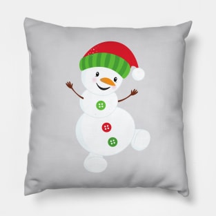 Christmas Snowman, Buttons, Hat, Carrot Nose, Xmas Pillow