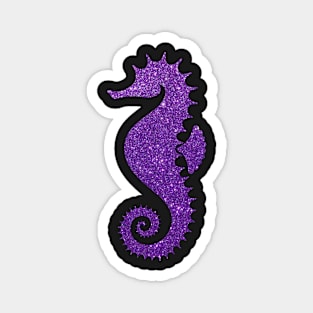 Purple Faux Glitter Seahorse Magnet