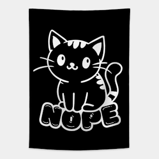 Cute Black Cat Say Nope Tapestry