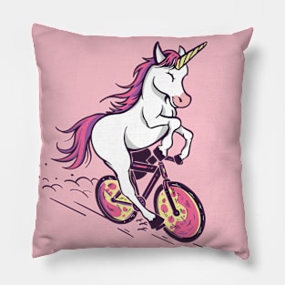 Uni Cycling | Cartoon Unicorn on a Bicycle Pillow
