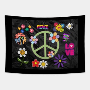 Retro Hippie Peace Tapestry