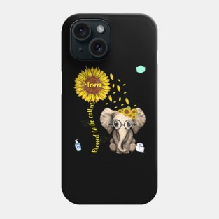 Womens Blessed To Be Called Mom Sunflower Elephant Graphic Phone Case