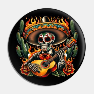 Mariachi skull Pin