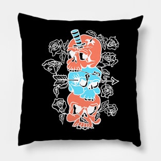 Skull totem mono Pillow