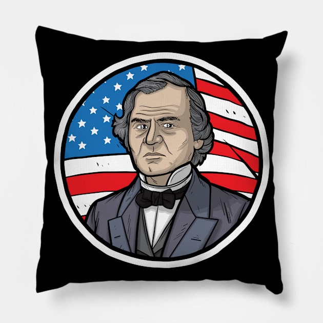 Andrew Johnson Pillow by Baddest Shirt Co.