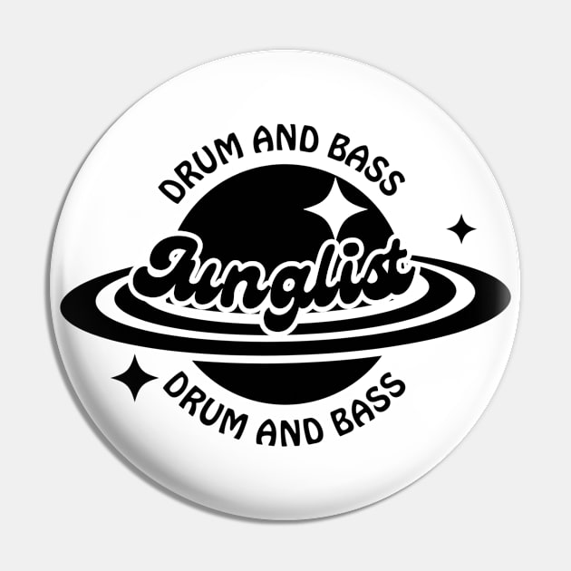 JUNGLIST  - Y2K Ringed Planet (Black) Pin by DISCOTHREADZ 