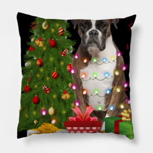 Boxer Christmas Tree Santa Hat Funny Xmas Gift Dog T-Shirt Pillow