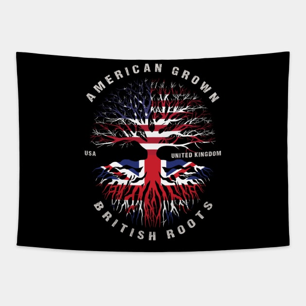 American Grown British Roots UNITED KINGDOM Flag Tapestry by heart teeshirt