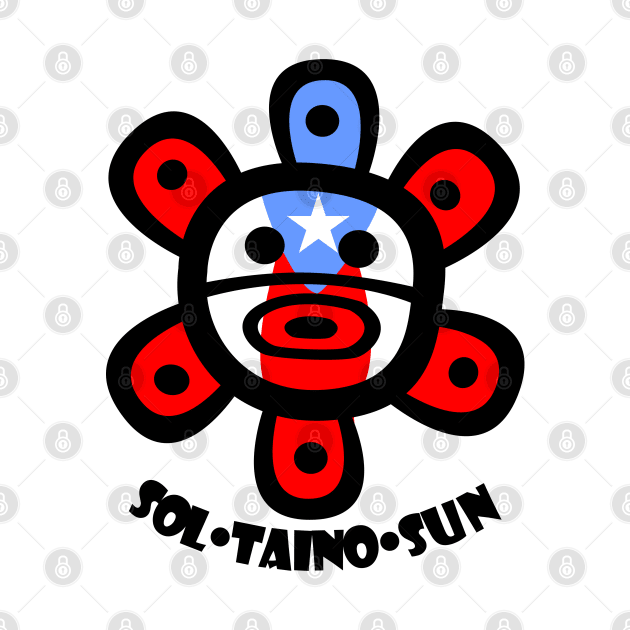 Puerto Rico Taino Sun Boricua Flag Text by bydarling