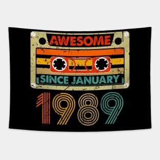 Awesome Since January 1989 35 Years Old 35th Birthday Tapestry