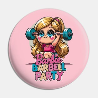 Barbie Barbell Party Pin