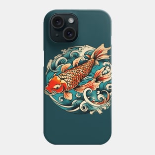 Ocean Waves Vintage Japanese Tattoo Art Koi Fish Phone Case