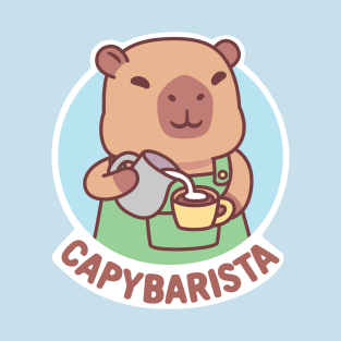 Cute Capybara Barista And Coffee Funny Pun T-Shirt