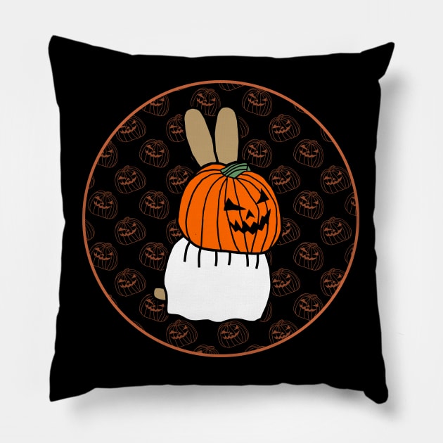 Halloween Horror Bunny Rabbit Dark Round Pillow by ellenhenryart