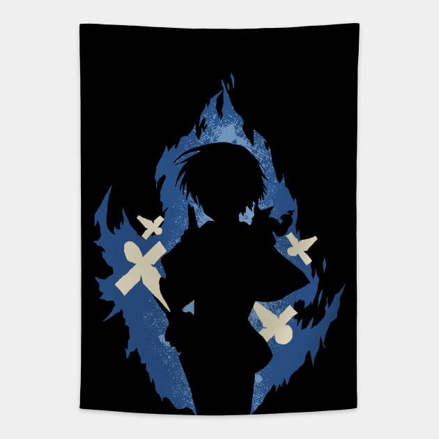 Seika Lamprogue Fire Aura with His Shikigami from The Reincarnation of the Strongest Exorcist in Another World or Saikyou Onmyouji no Isekai Tenseiki in Cool Simple Silhouette (Transparent) Tapestry by Animangapoi