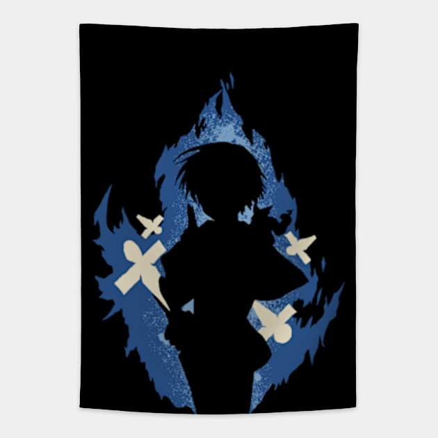 Seika Lamprogue Fire Aura with His Shikigami from The Reincarnation of the Strongest Exorcist in Another World or Saikyou Onmyouji no Isekai Tenseiki in Cool Simple Silhouette (Transparent) Tapestry by Animangapoi