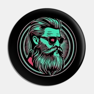 Hipster Bearded Man With Glasses Pin