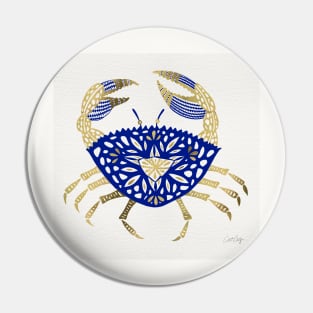 Navy Gold Crab Pin