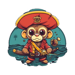 Captain Pirate Ape On The Sea Art T-Shirt