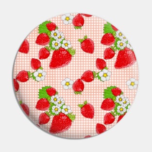 Nina's Strawberry Patch on Pink Plaid Design Collection Pin